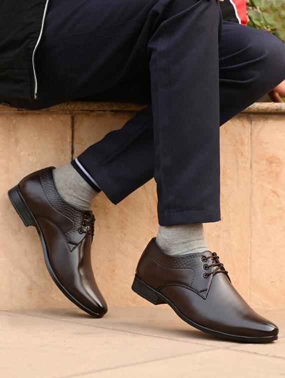 brown synthetic laceup derbies - 21333290 - Zoom Image - 0
