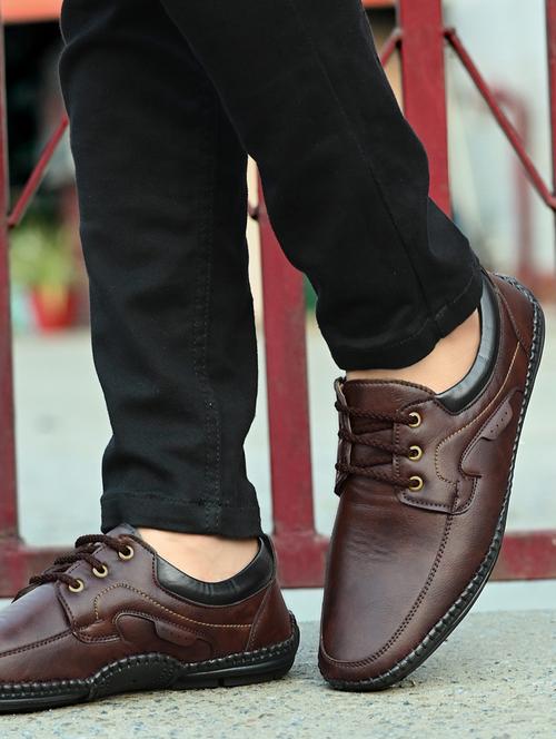 brown lace-up casual shoes - 21333297 - Standard Image - 0