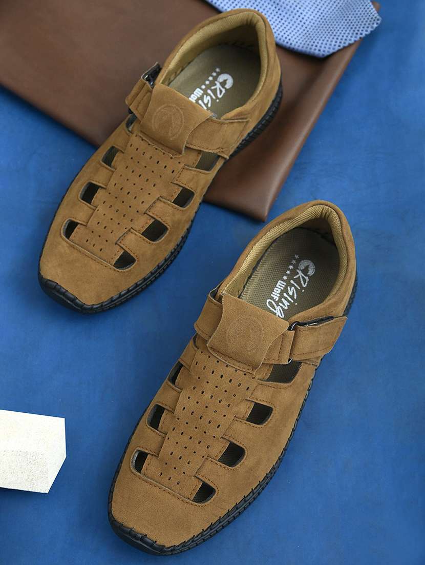 brown slip on sandal