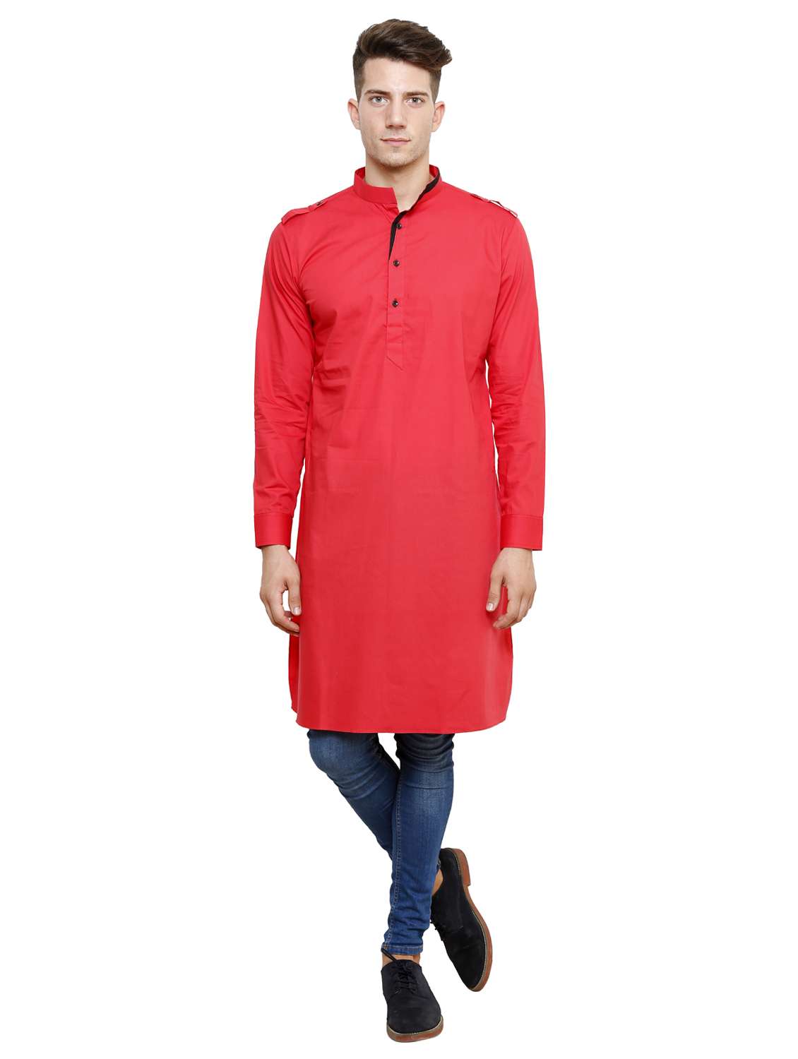 men mandarin neck solid kurta