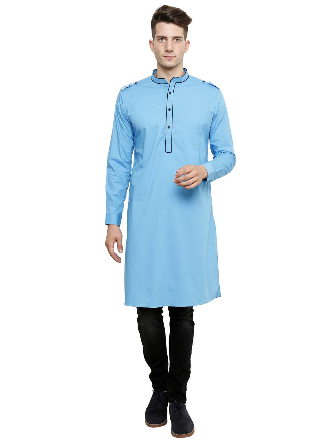 men mandarin neck solid kurta
