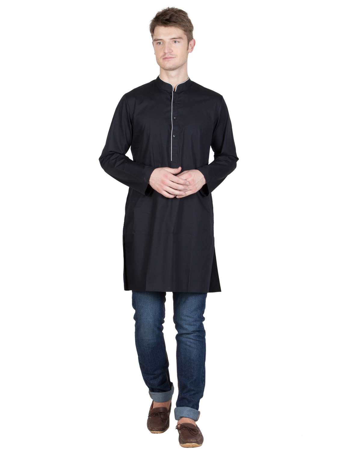 men mandarin neck solid kurta