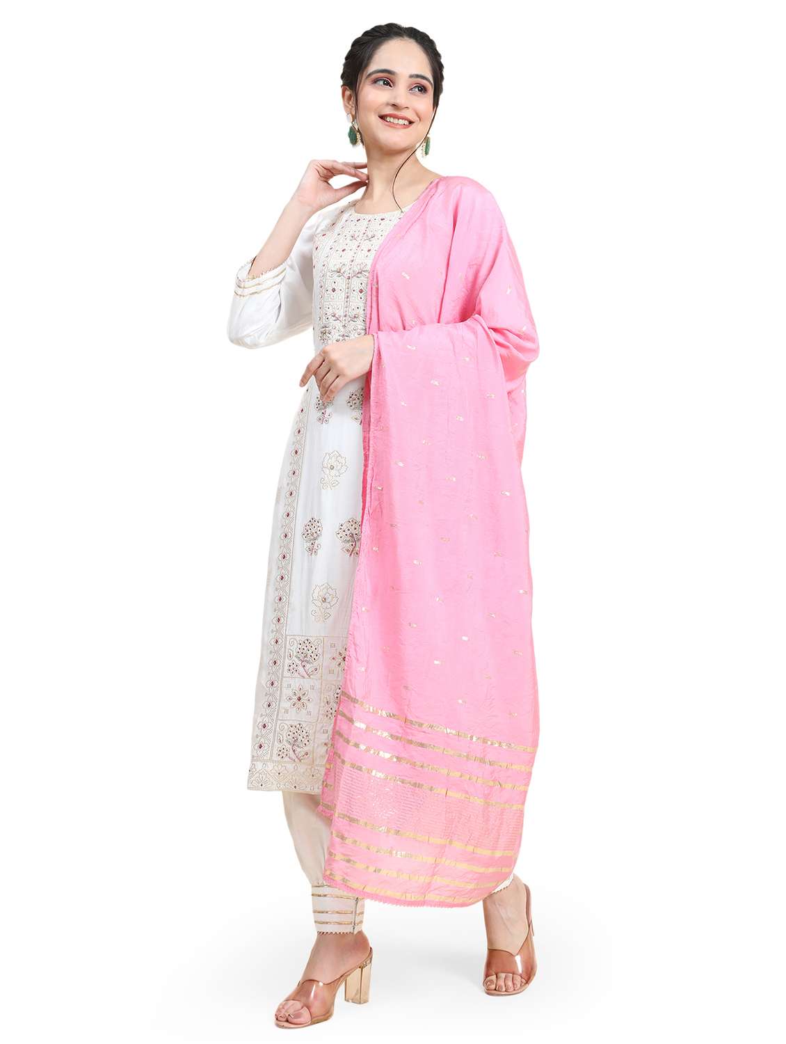 women white kurta pant set with dupatta - 21334201 -  Standard Image - 1