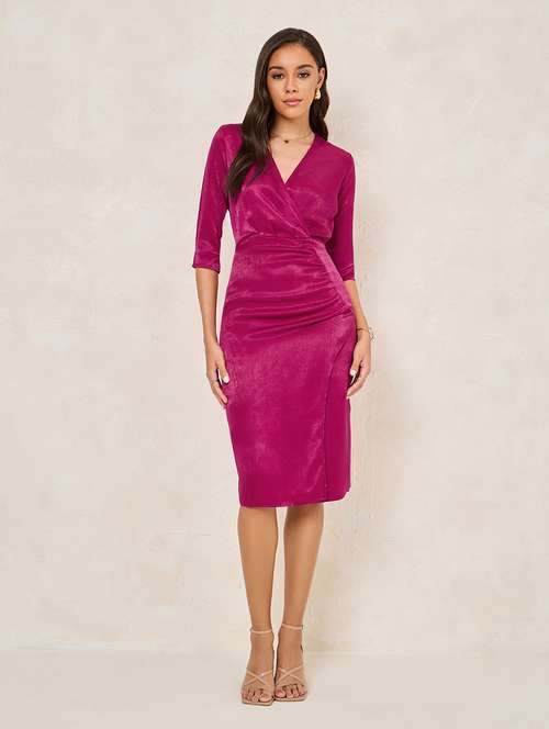 women pink polyester sheath dress - 21334279 - Standard Image - 0