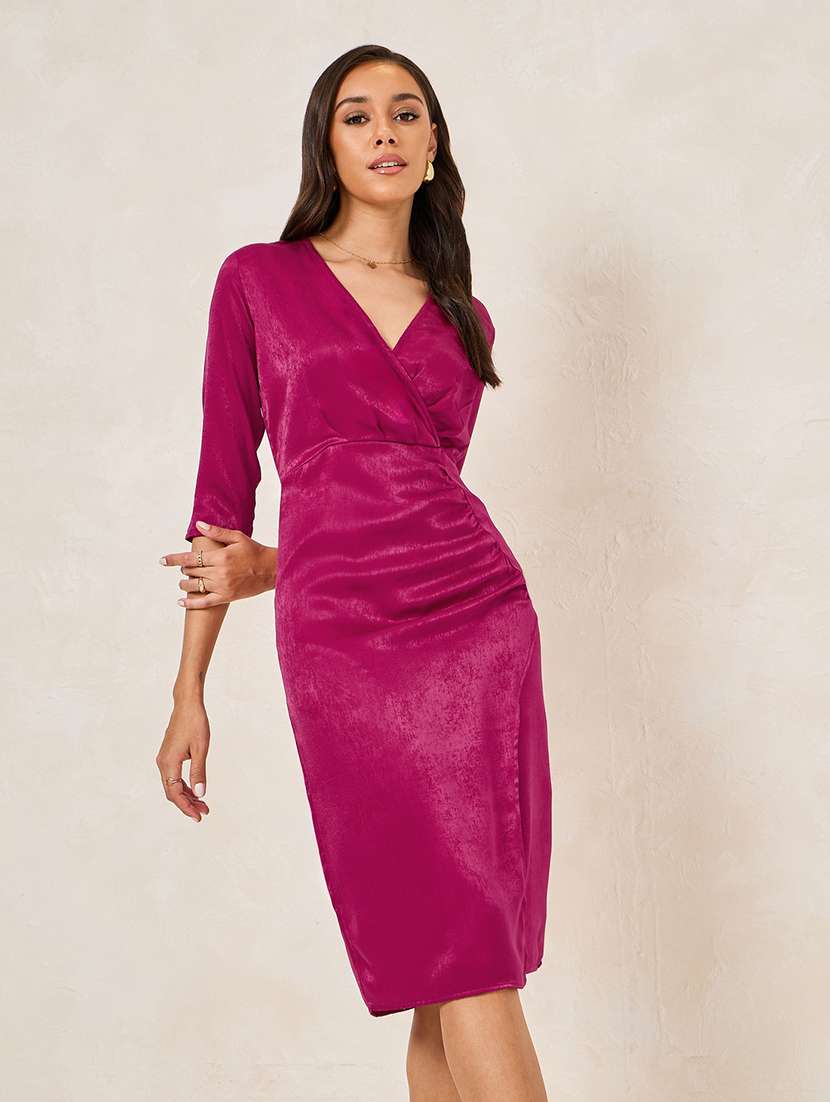 women pink polyester sheath dress - 21334279 -  Standard Image - 1