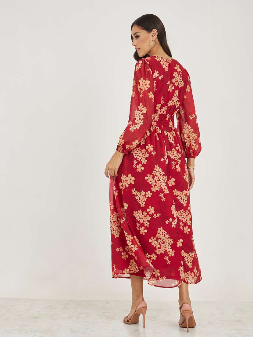 women red polyester fit & flare dress - 21334308 -  Standard Image - 1