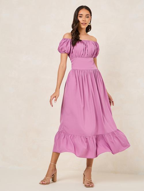 women purple polyester fit & flare dress - 21334327 -  Standard Image - 0