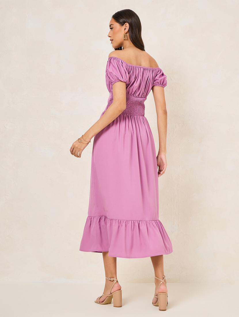 women purple polyester fit & flare dress - 21334327 -  Standard Image - 1