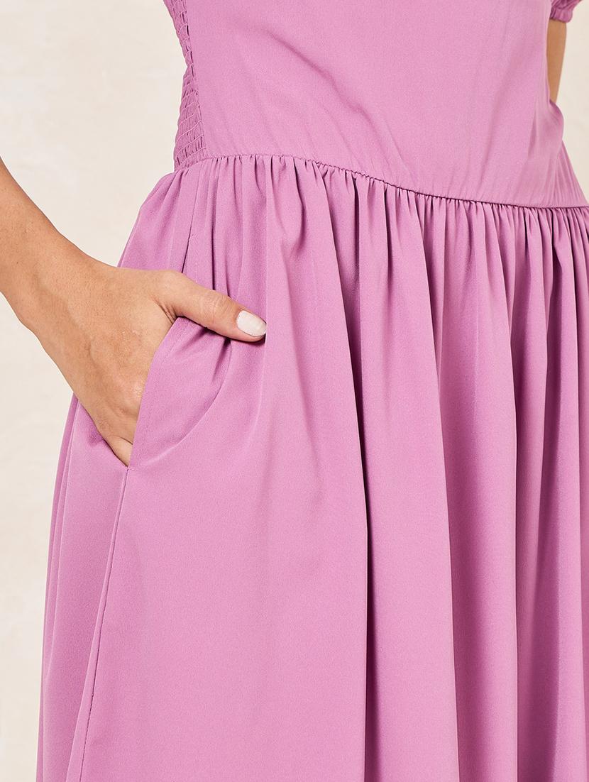 women purple polyester fit & flare dress - 21334327 - Standard Image - 4