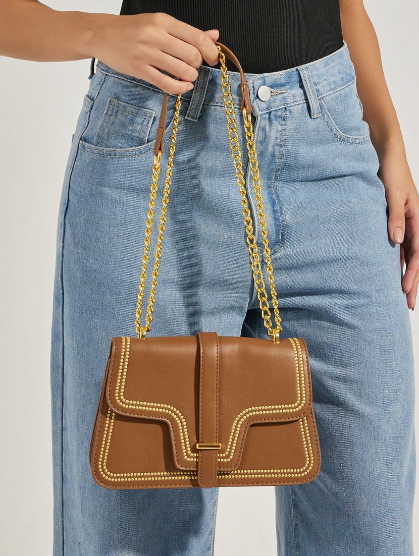 brown leatherette (pu) sling bag - 21334339 - Standard Image - 4