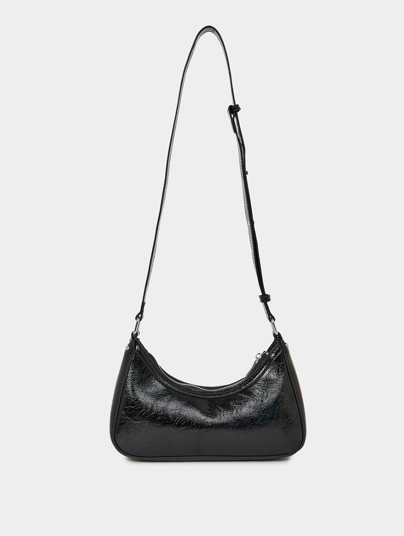 black leatherette (pu) solid sling bag - 21334340 - Standard Image - 1