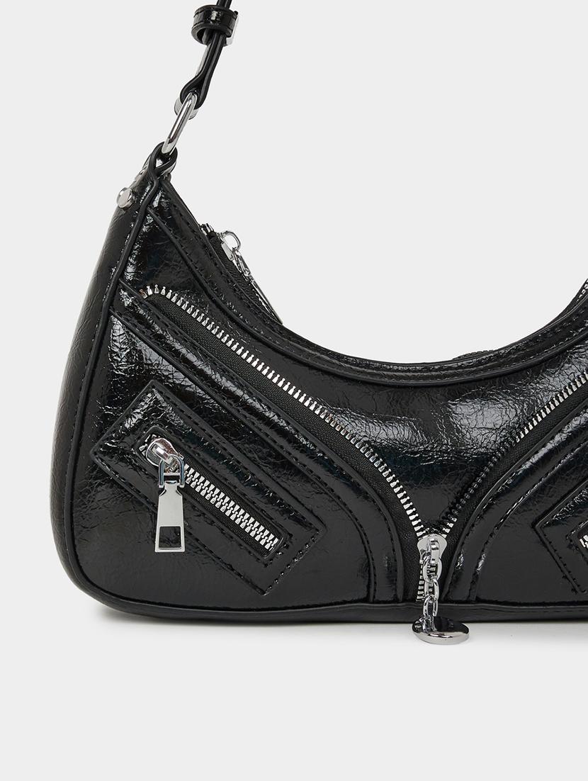 black leatherette (pu) solid sling bag - 21334340 - Standard Image - 6