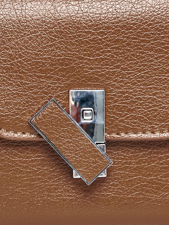 brown leatherette (pu) solid handbag - 21334344 - Standard Image - 6