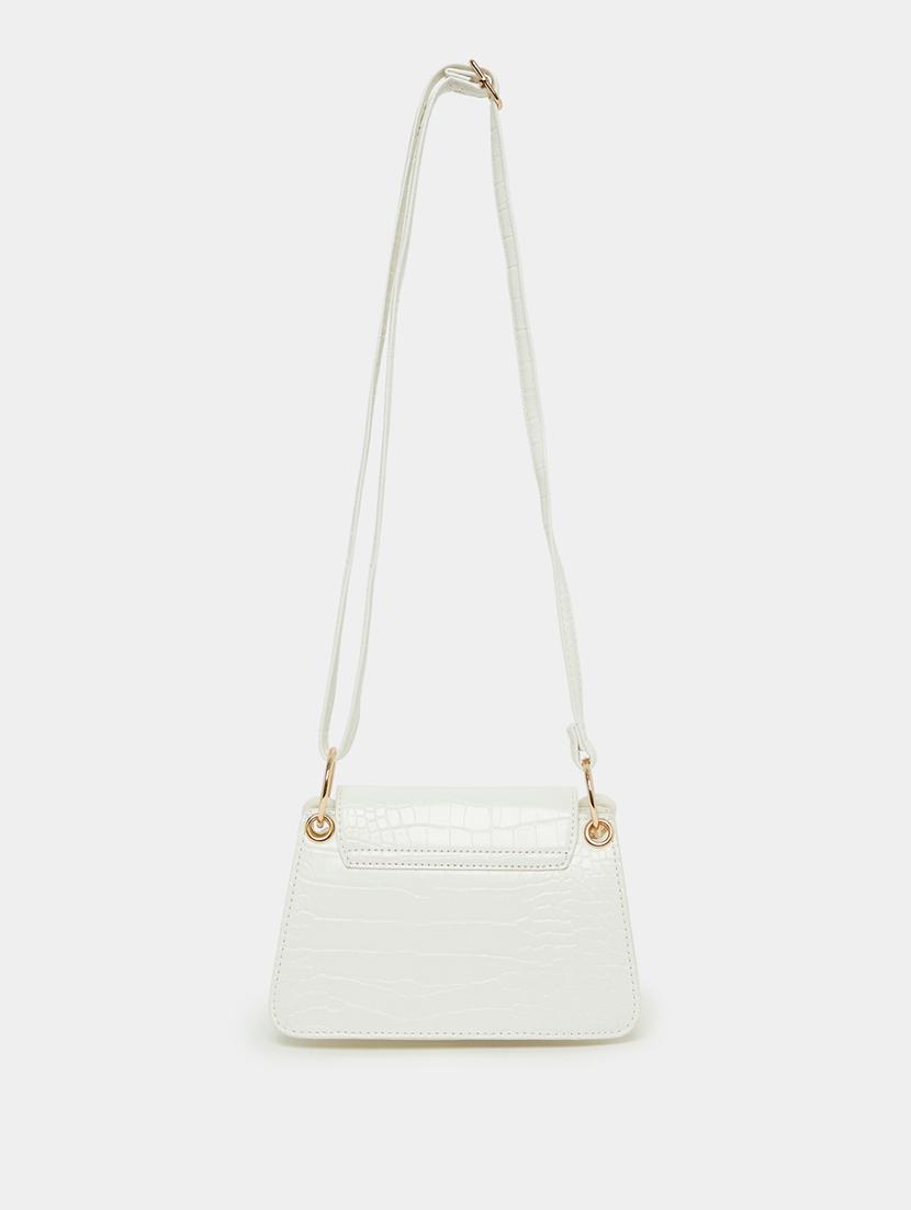 white leatherette (pu) solid sling bag - 21334346 - Standard Image - 1
