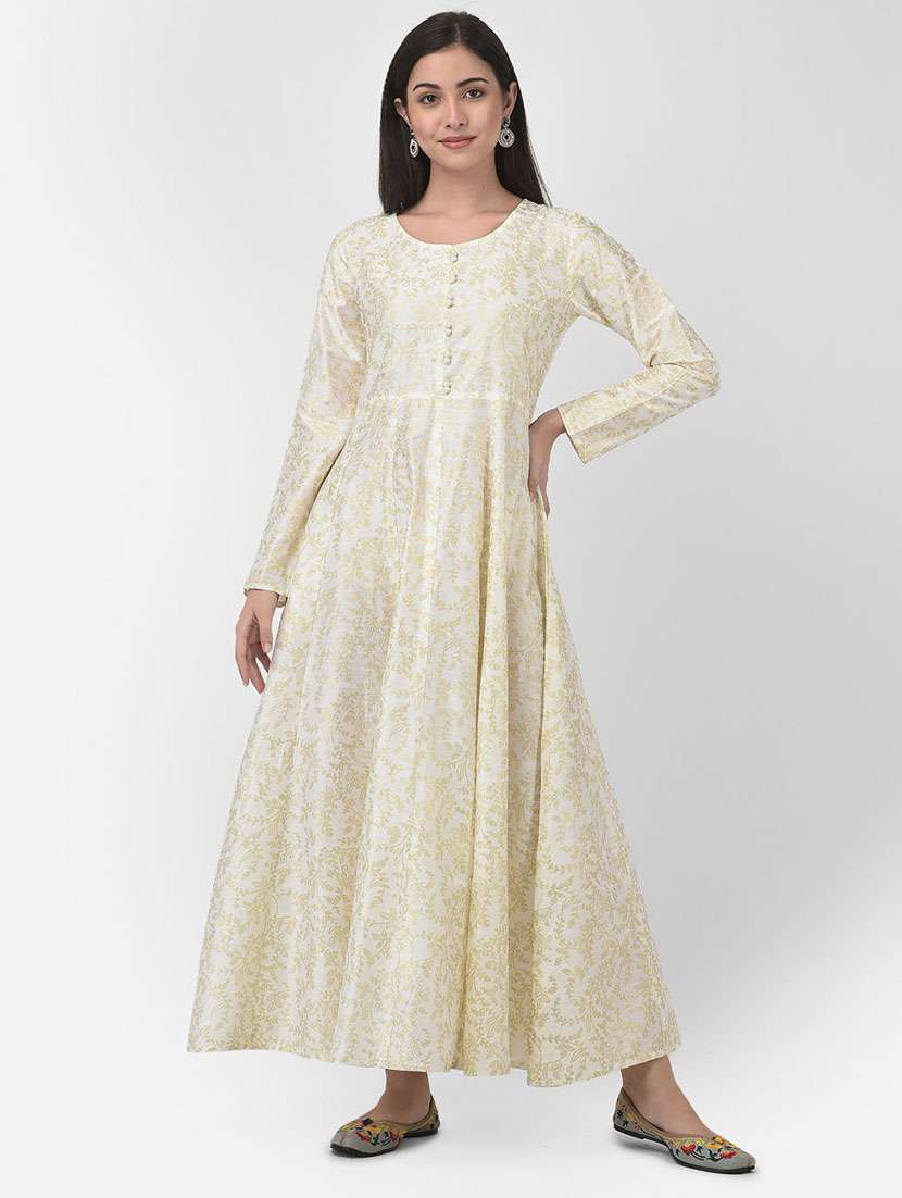 women round neck long sleeve a-line kurta - 21334349 -  Standard Image - 4