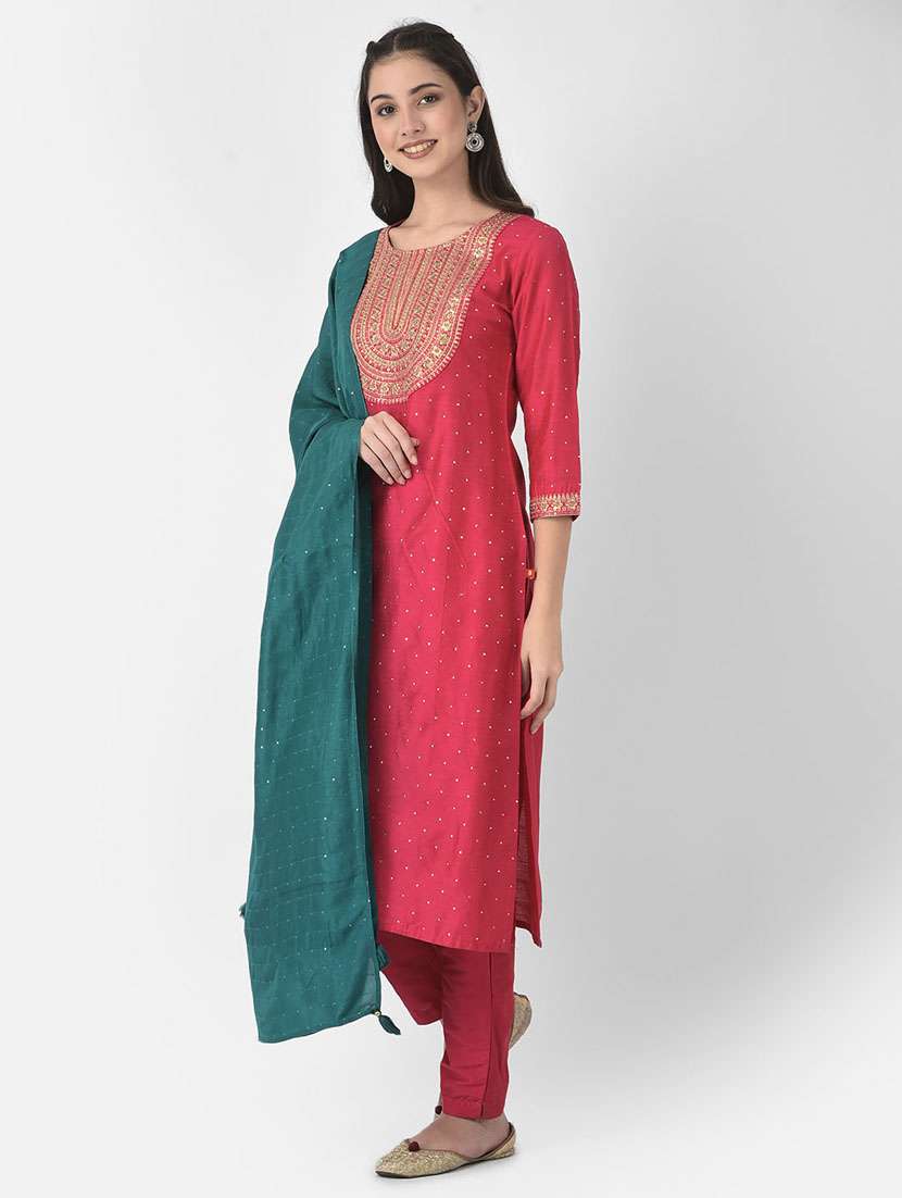 women three quarter sleeve straight kurta - 21334350 -  Standard Image - 1