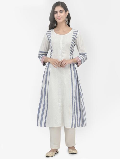 women three quarter sleeve a-line kurta - 21334355 - Standard Image - 0