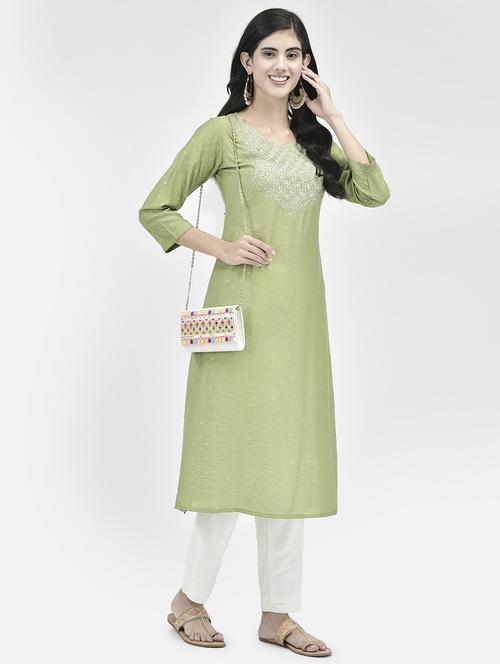 women three quarter sleeve a-line kurta - 21334360 - Standard Image - 0