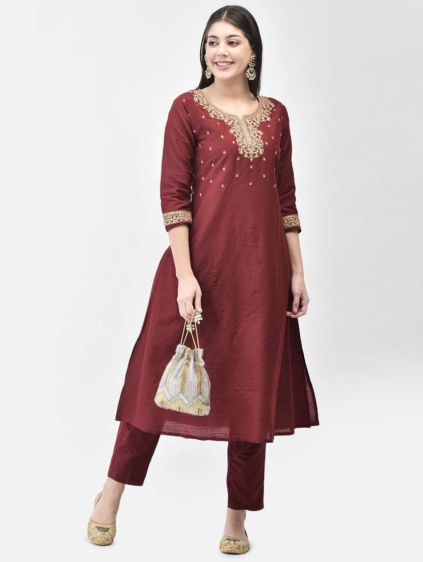 women three quarter sleeve a-line kurta