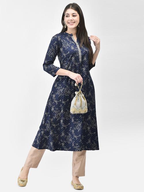 women three quarter sleeve a-line kurta - 21334367 -  Standard Image - 0
