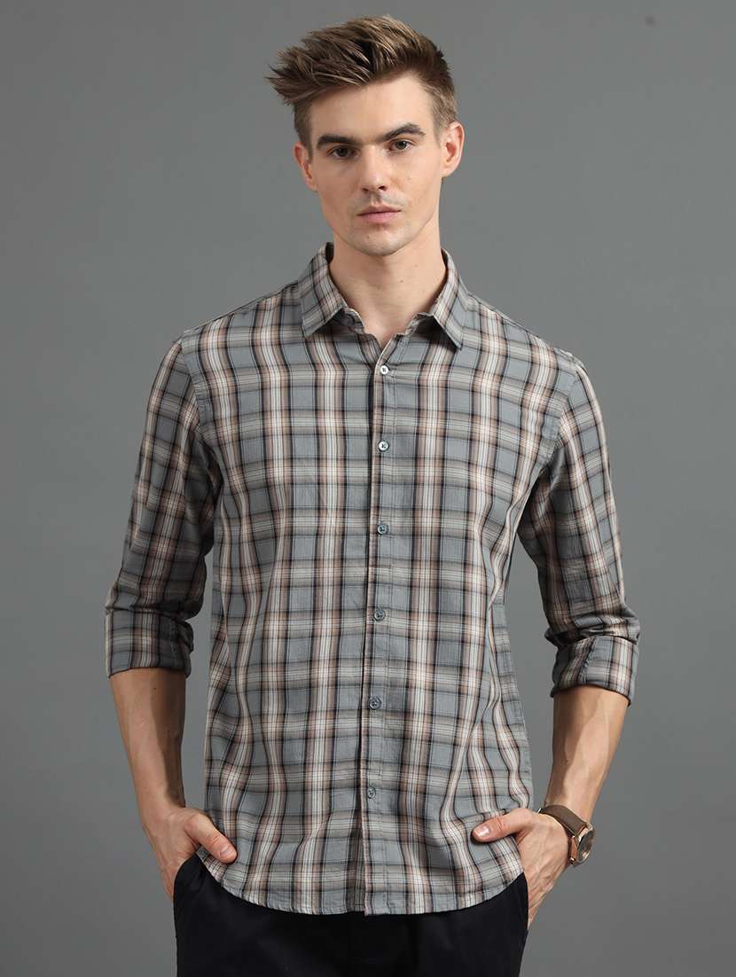 men checkered casual shirt
