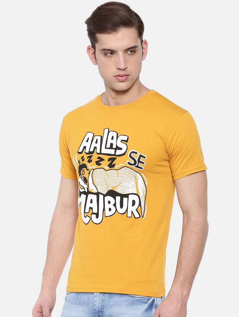 men front print round neck t-shirt - 21335107 -  Standard Image - 1