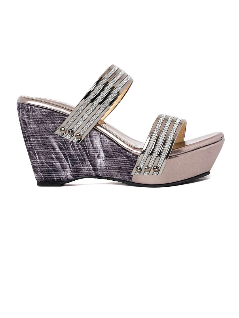 silver synthetic slip on sandals - 21335302 -  Standard Image - 1
