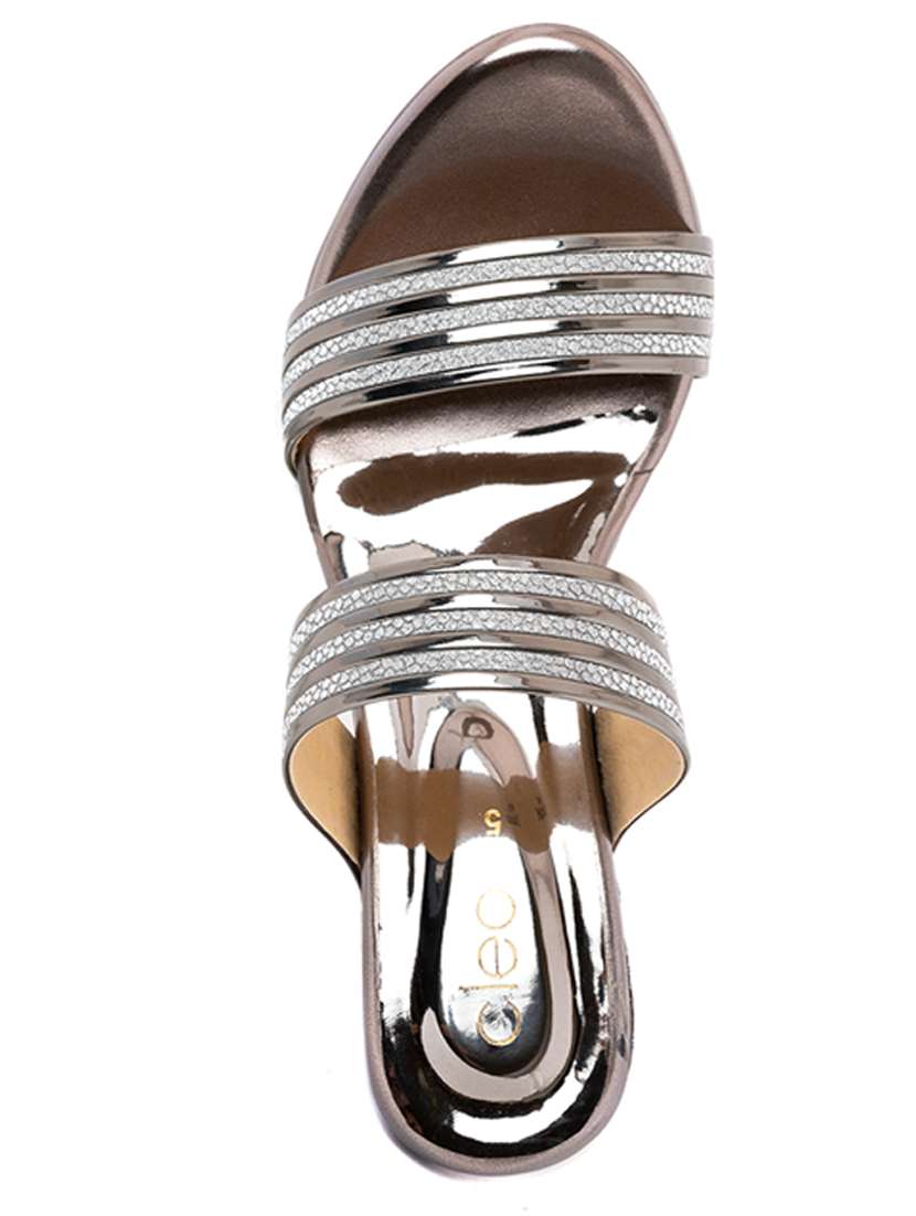 silver synthetic slip on sandals - 21335302 -  Standard Image - 4