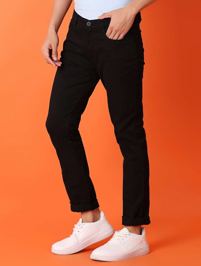 men solid flat front chinos trousers - 21335896 -  Standard Image - 1