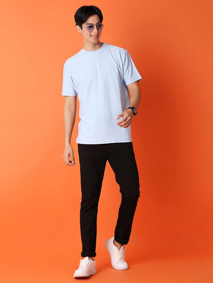 men solid flat front chinos trousers - 21335896 -  Standard Image - 4