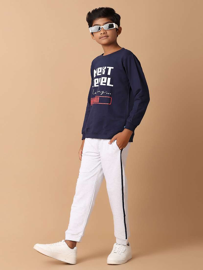 navy blue cotton full length twin set - 21335901 -  Standard Image - 1