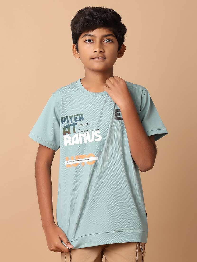 boys round neck back print t-shirt