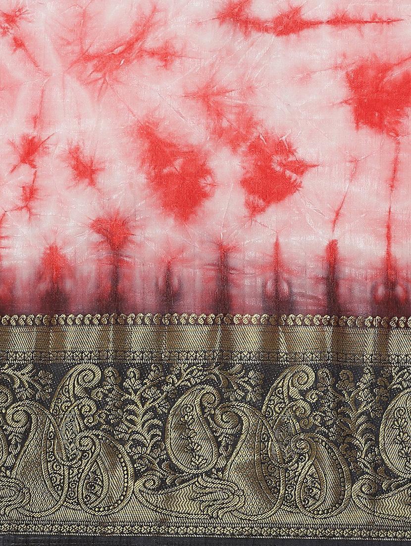 women red tie & printed zari bordered saree - 21336567 - Standard Image - 4