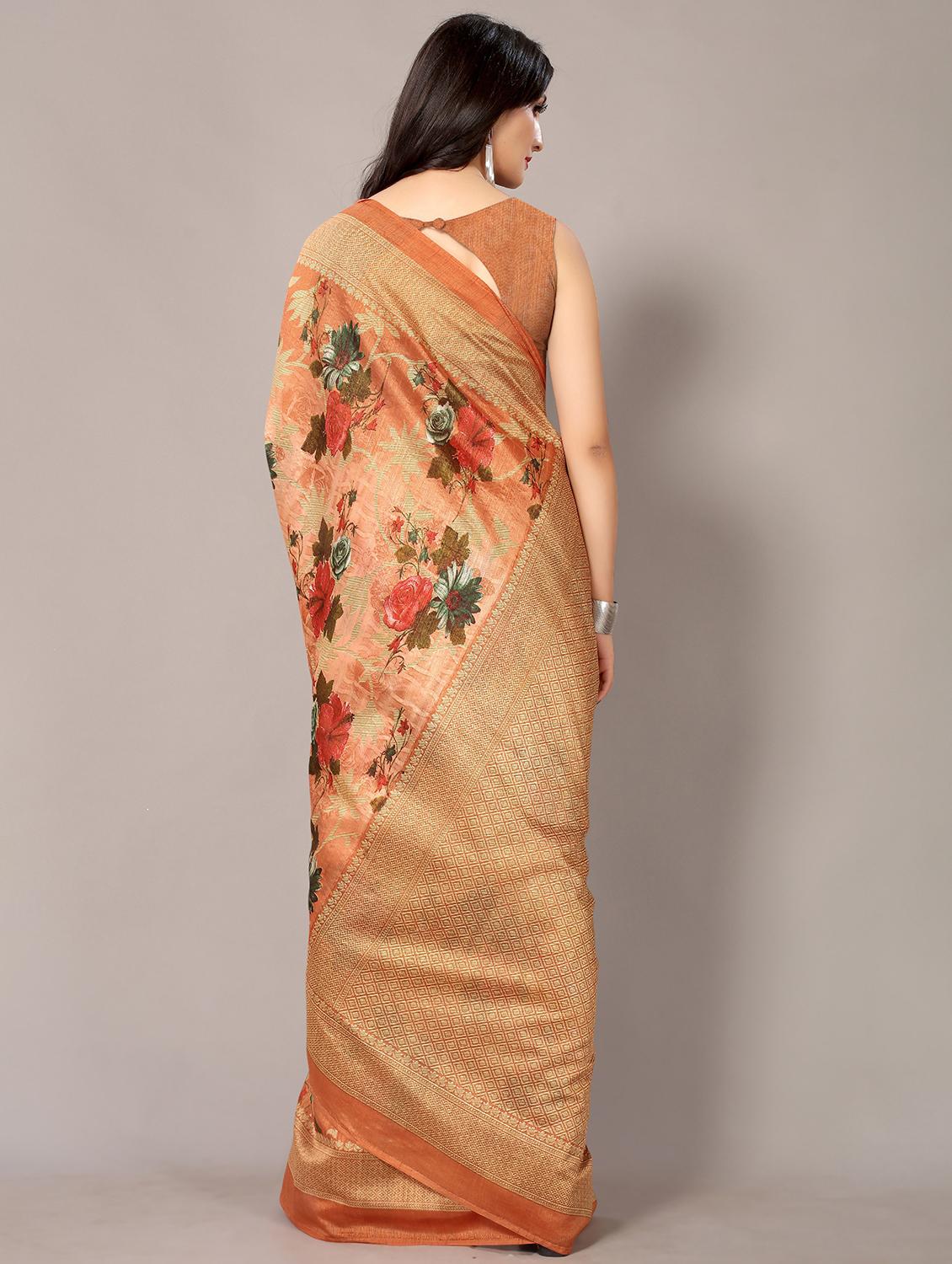 orange mysore saree with blouse - 21337538 - Standard Image - 1