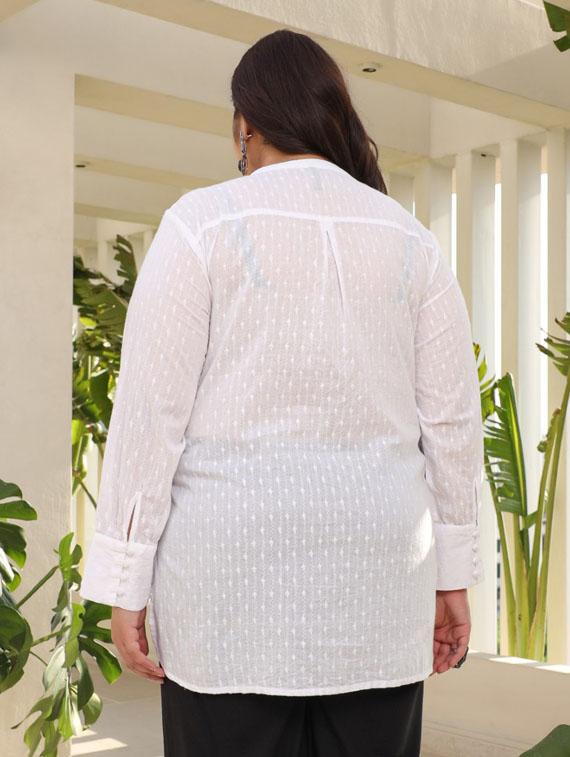 women solid mandrain neck tunic - 21337672 - Standard Image - 4