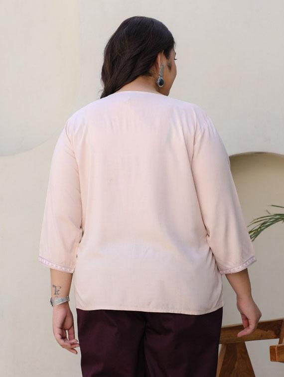 women beige rayon plus size tunic - 21337682 - Standard Image - 4