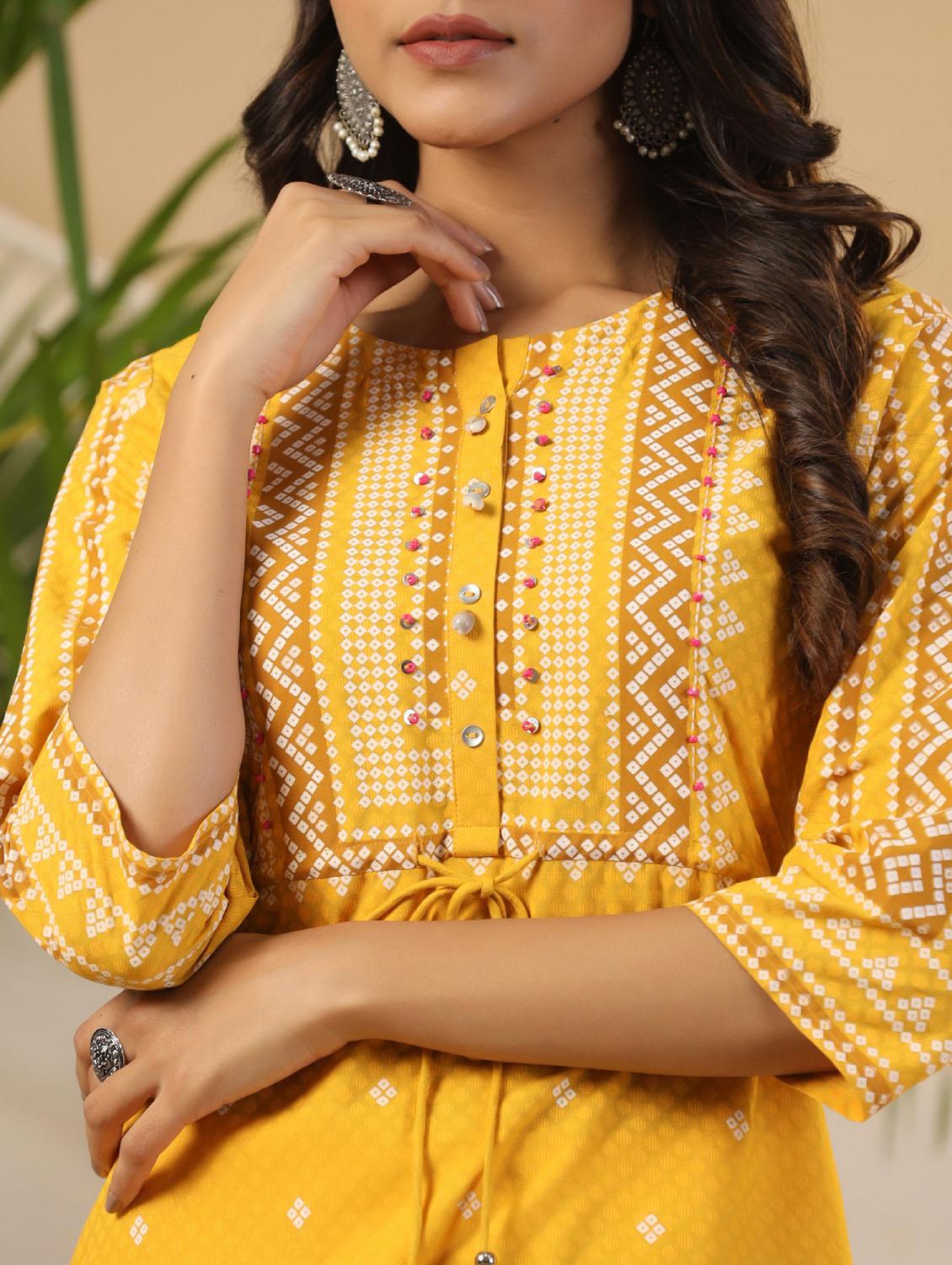 mustard rayon straight kurta - 21337722 - Standard Image - 4