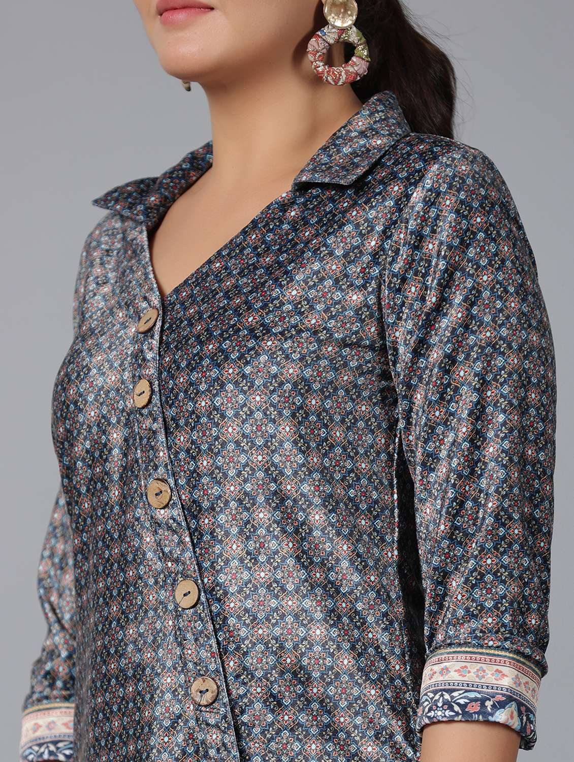 women geometric print asymmetric kurta - 21337732 -  Standard Image - 4