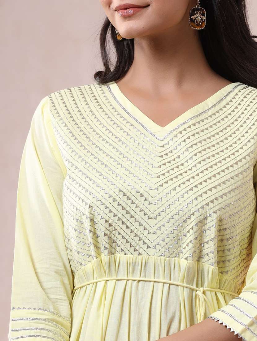 women yellow v neck tiered dress - 21337749 -  Standard Image - 4