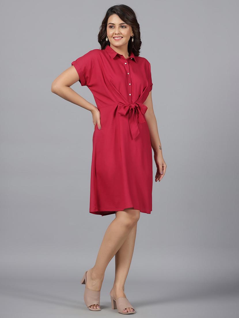 women pink solids a-line dress - 21337754 -  Standard Image - 1