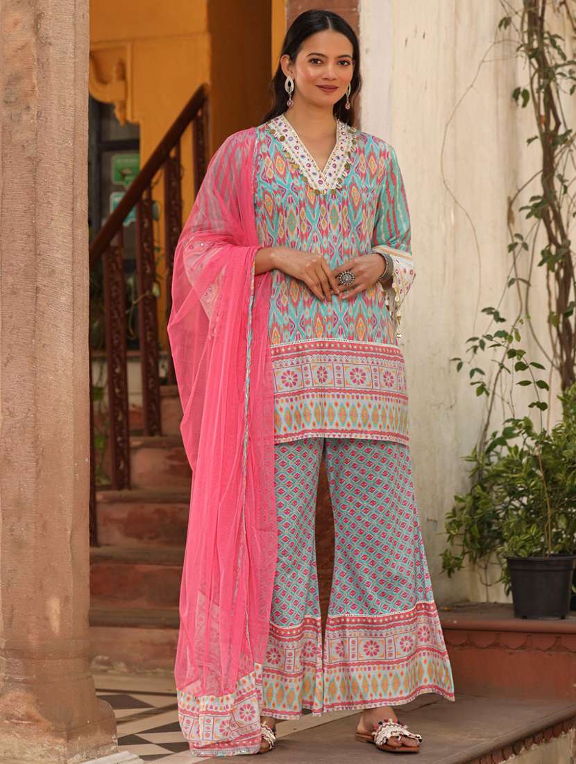 women kurta palazzo set wit dupatta - 21337797 -  Standard Image - 1