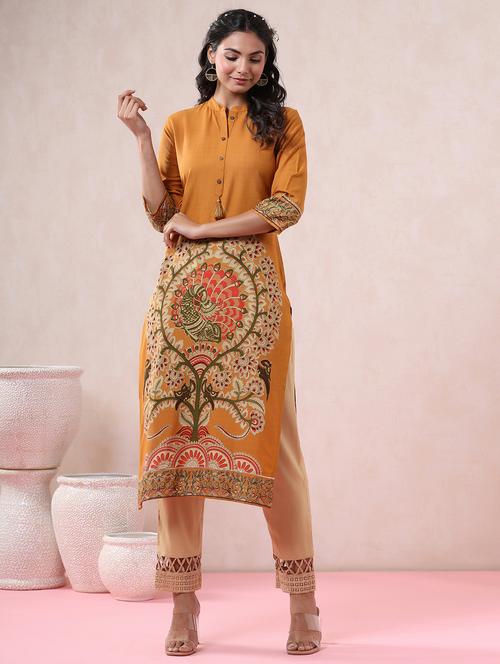 women three quarter sleeve straight kurta - 21337806 -  Standard Image - 0