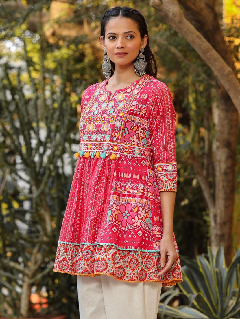 women pink cotton peplum tunic - 21337835 -  Standard Image - 1