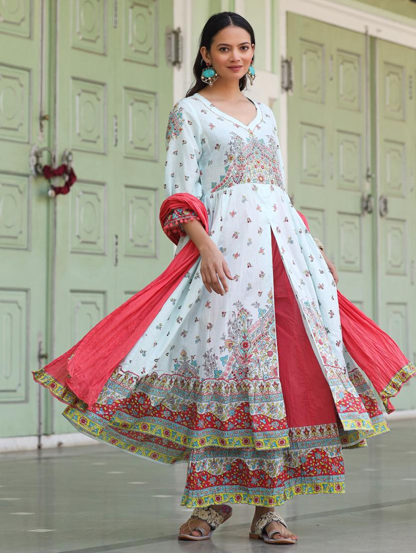 women kurta palazzo set with dupatta - 21337887 -  Standard Image - 1