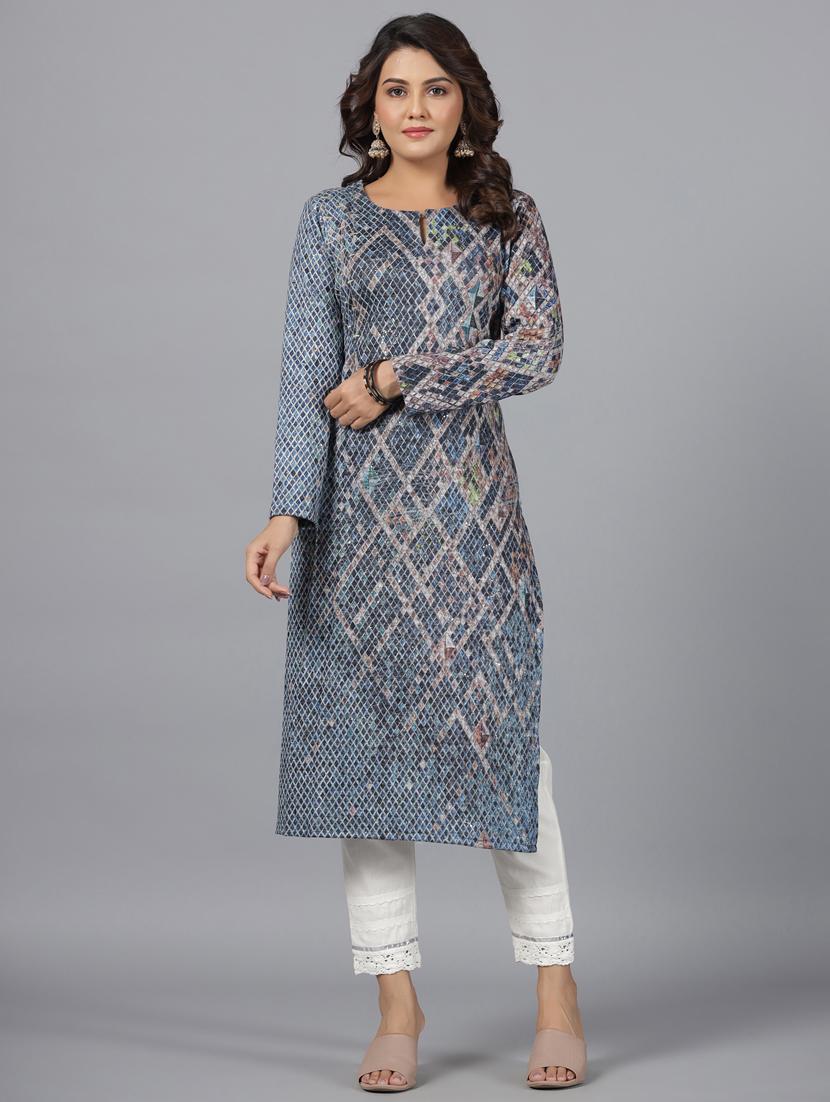 women printed long sleeve straight kurta - 21337966 - Zoom Image - 0