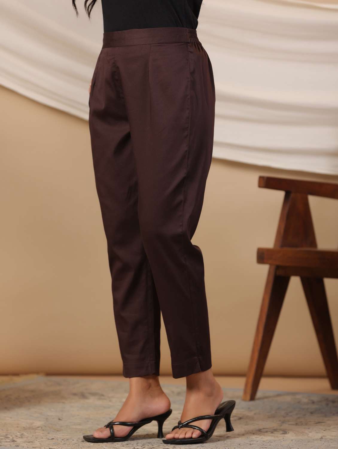 women solid mid rise cigarette pant - 21337976 -  Standard Image - 1