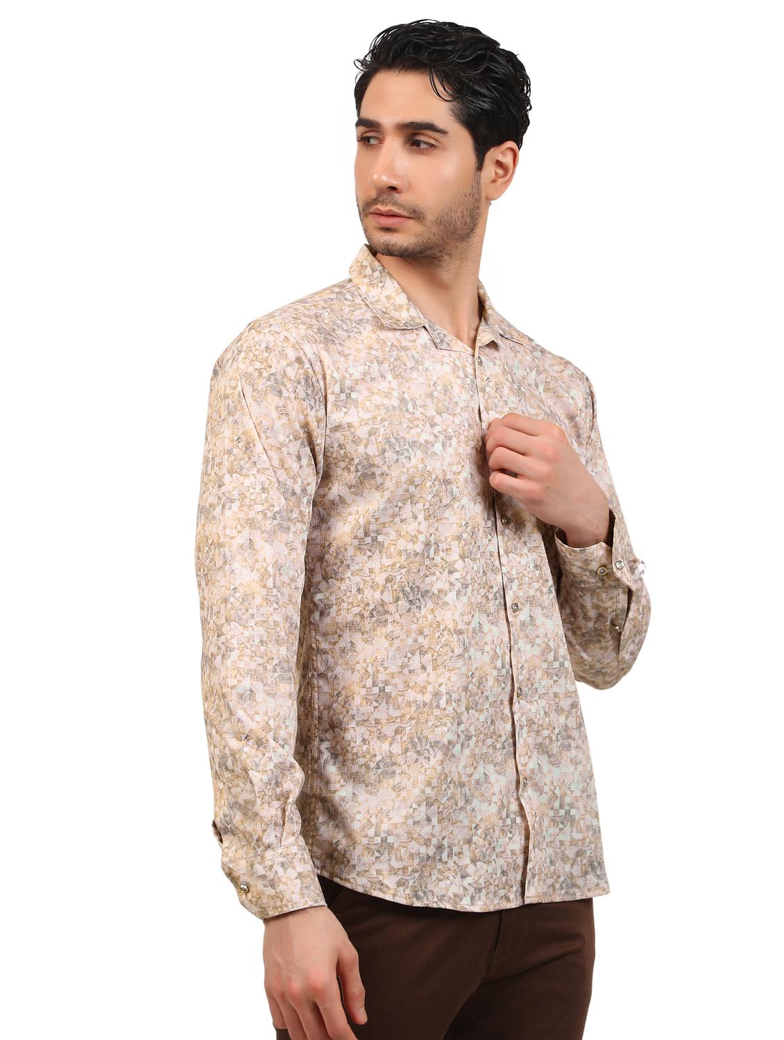beige printed casual shirt - 21338061 -  Standard Image - 1