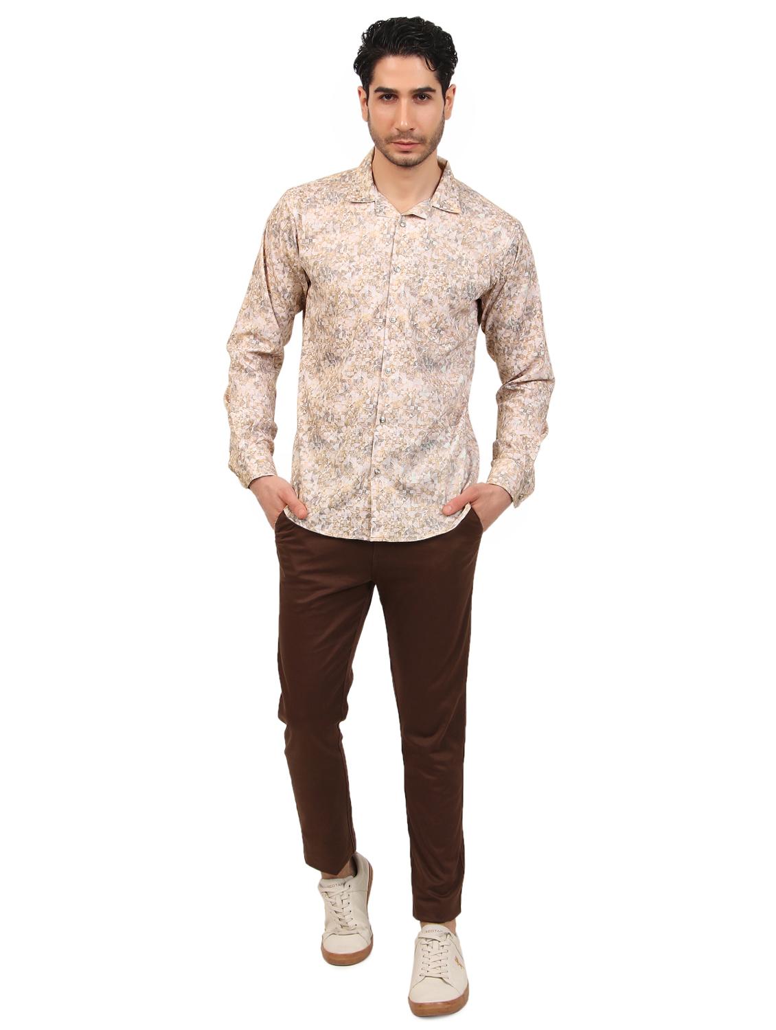 beige printed casual shirt - 21338061 - Standard Image - 4