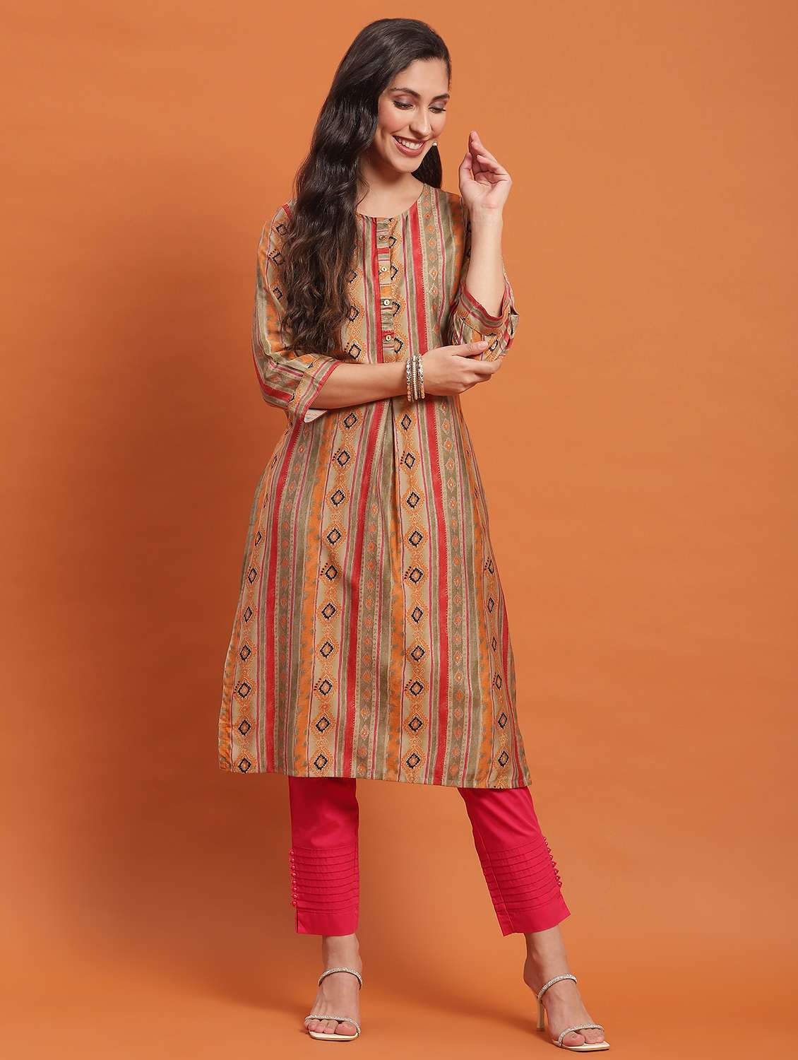 women multicolored printed a-line kurta