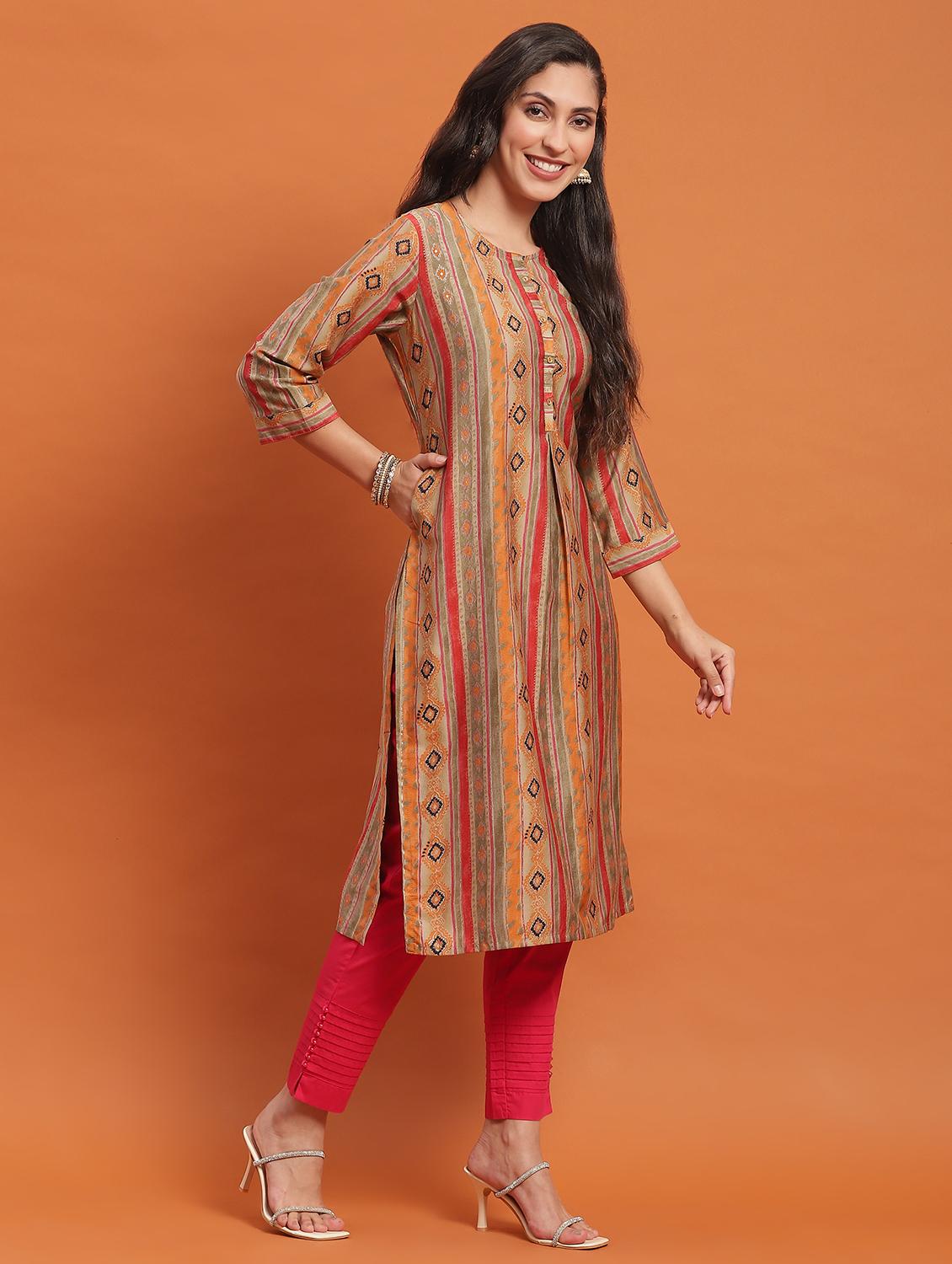 women multicolored printed a-line kurta - 21338141 - Standard Image - 1